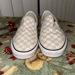 Vans Checkered Slip-On Loafers - Cream and White